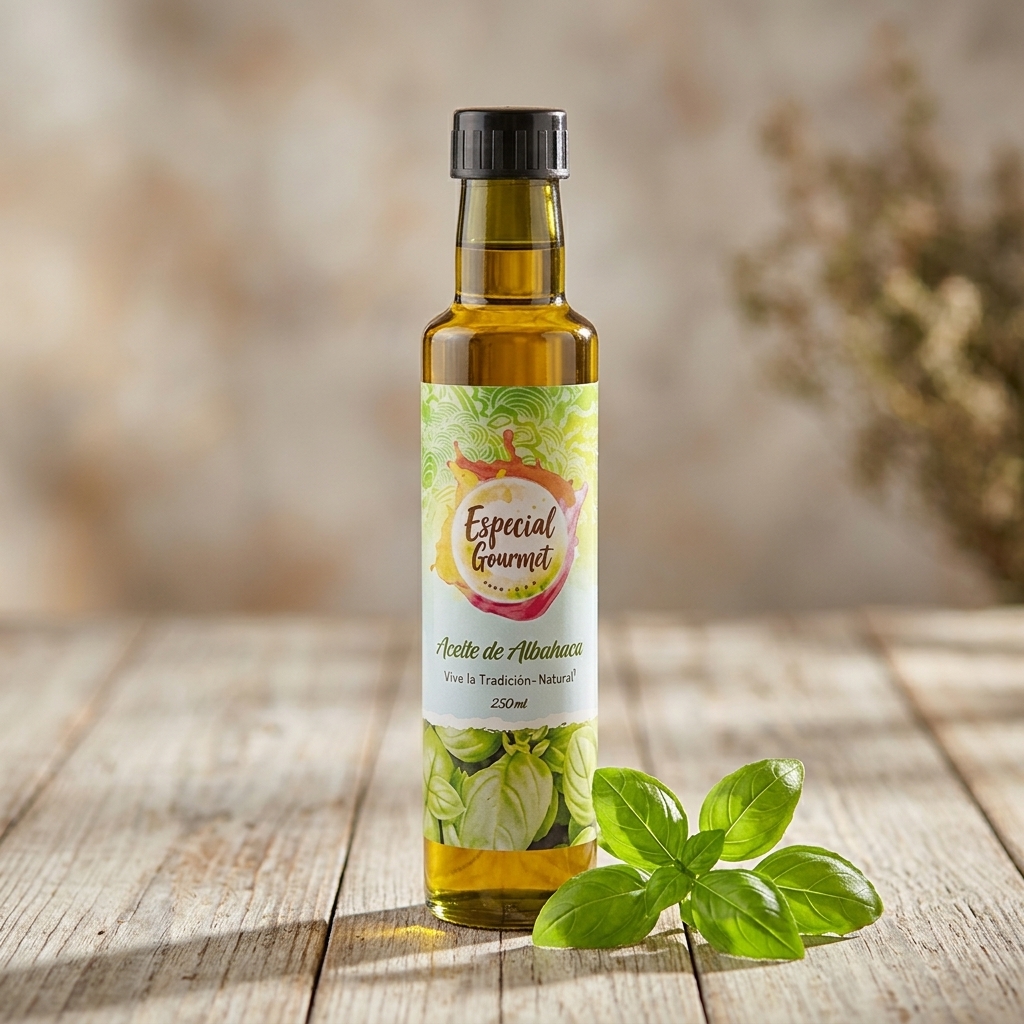 Botella de Aceite de Albahaca fresco y aromático de Especial Gourmet