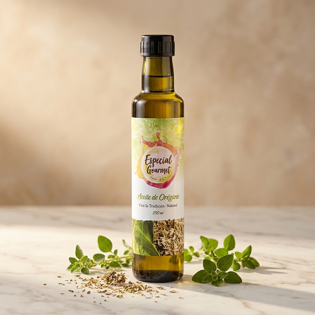 Botella de Aceite de Orégano gourmet artesanal de Especial Gourmet